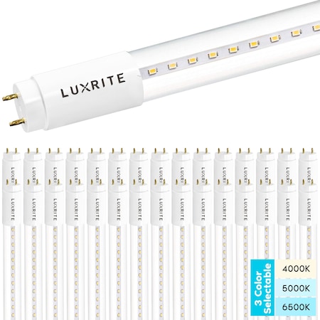 Luxrite T8 LED Tube Light Bulbs 18W (32W Equivalent) 3 CCT Selectable 2340LM Type A+B G13 Base 30-Pack LR34236-30PK
